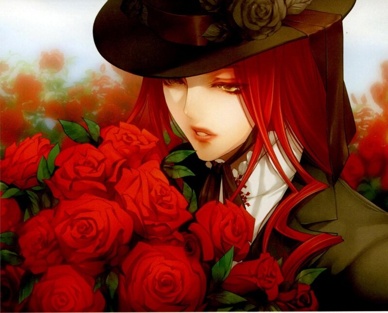 Red-haired Character with Roses — Red, Dramatic