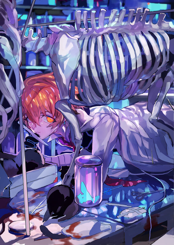Red-haired Character with Skeleton