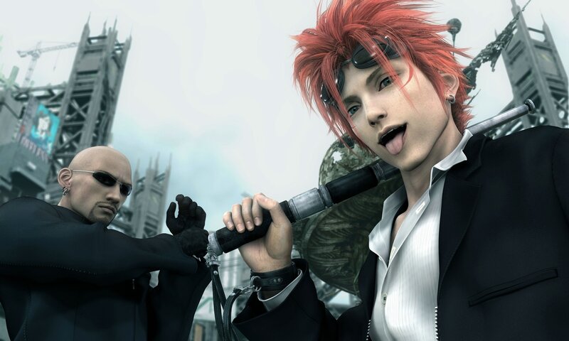 Red-haired character with sword