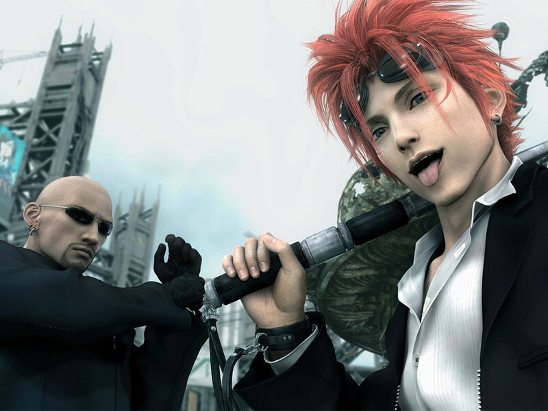 Red-haired character with sword