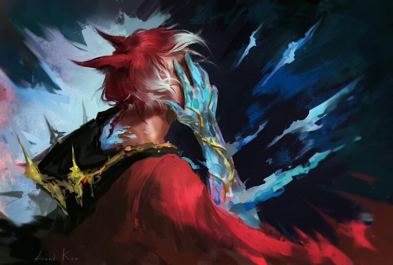 Red-haired Character with Wings — Red, Dramatic
