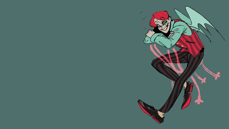 Red-haired Character with Wings — Teal