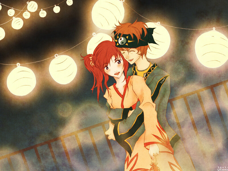 Red-haired Couple Hugging — Red
