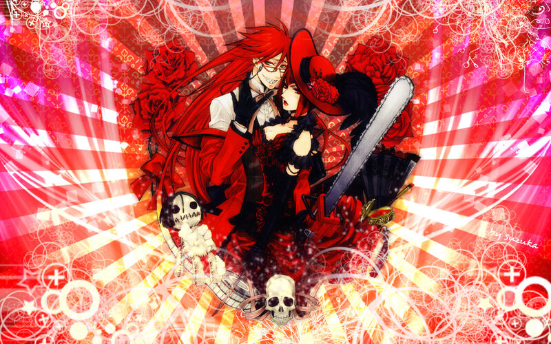 Red-haired couple with chainsaw