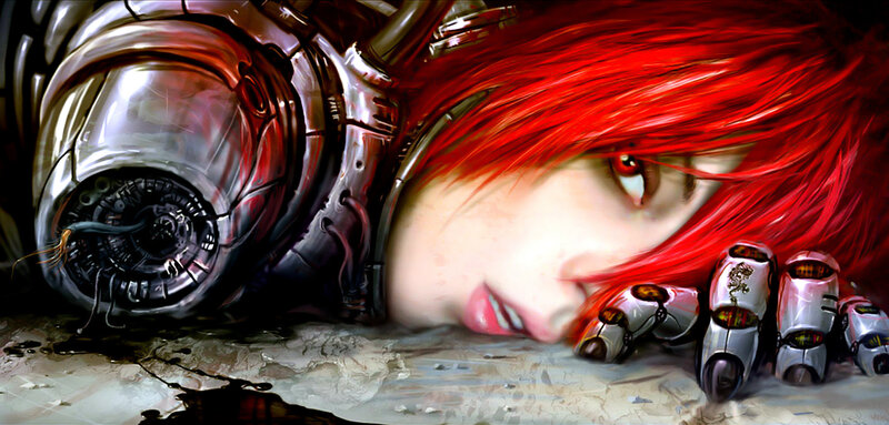 Red-haired Cyborg Woman — Red