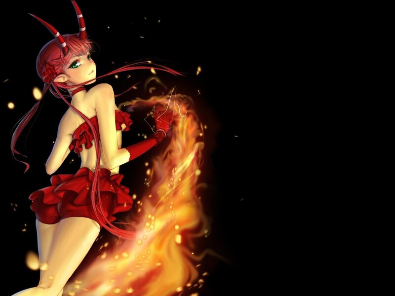 Red-haired Demon Girl — Black, Dramatic