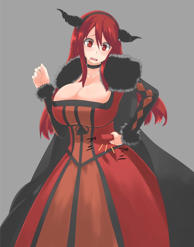 red-haired demon girl in dress