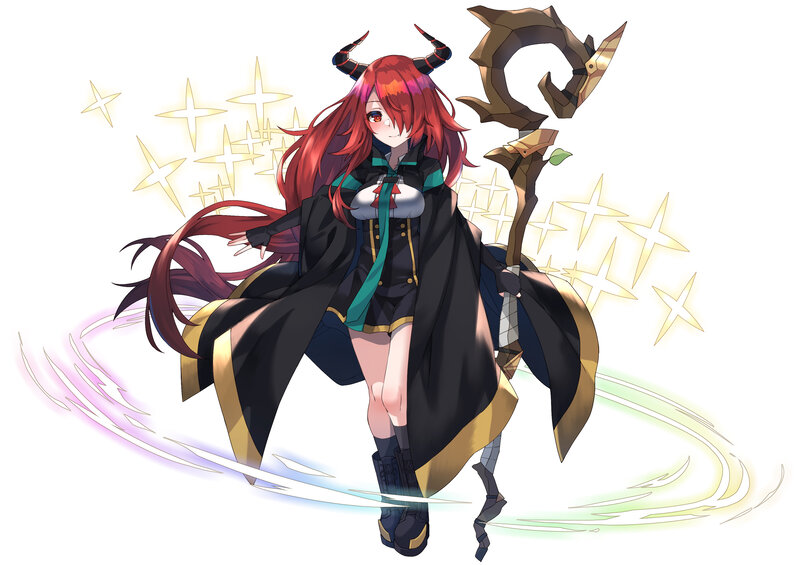 Red-haired Demon Girl — Red, Dramatic, Anime, Staff