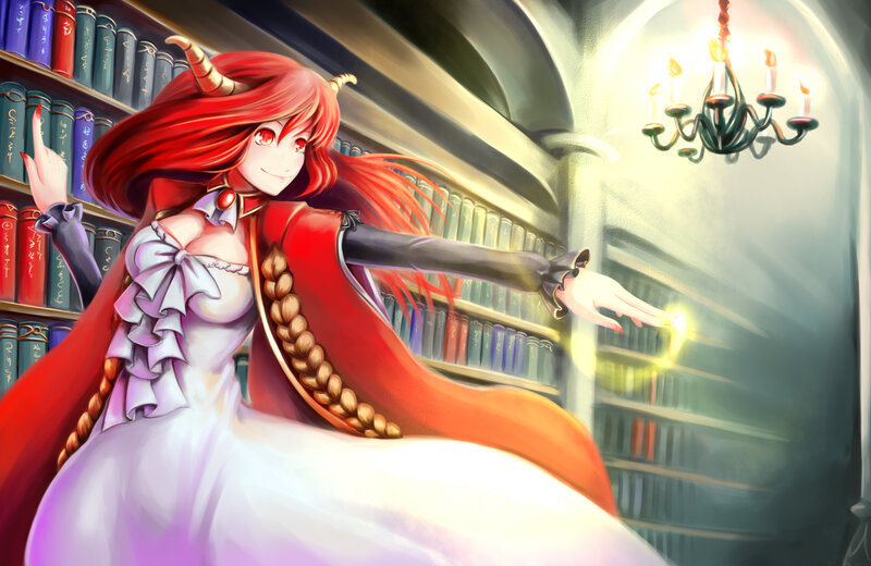 Red-haired Demon Girl — Red, Dramatic, Digital Art