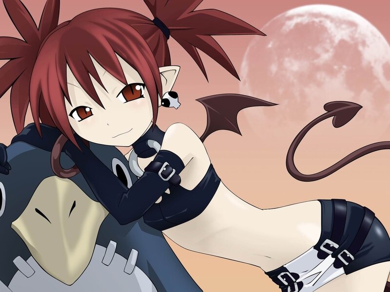 Red-haired Demon Girl — Red, Playful, Night