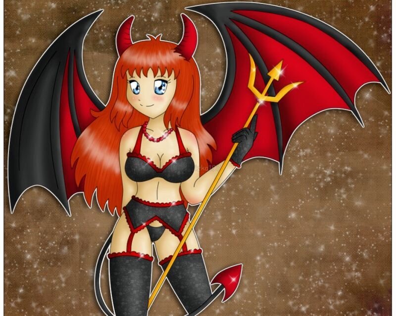 Red-haired Demon Girl — Red, Playful