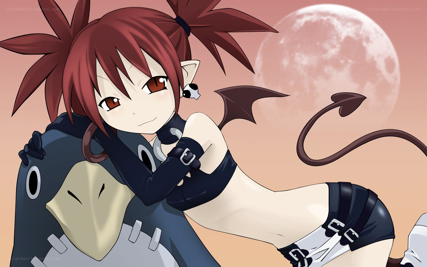 red-haired demon girl with tail