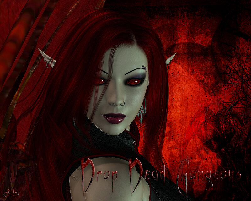 red-haired demon woman portrait