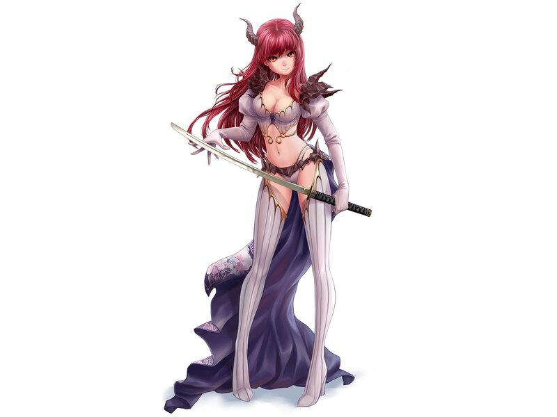 Red-haired Demon Woman — Purple, Confident