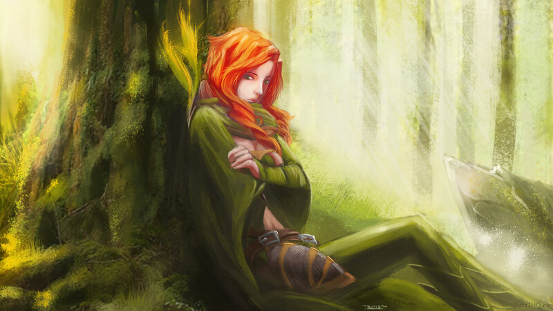 Red-haired Elf in Forest — Green, Serene, Morning