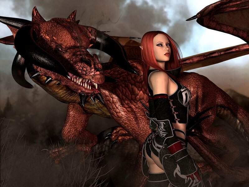 Red-haired elf with a dragon