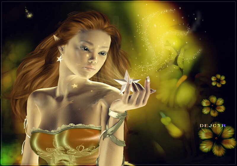 Red-haired Elf Woman — Green, Magical