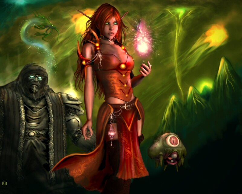 Red-haired Elf Woman — Green