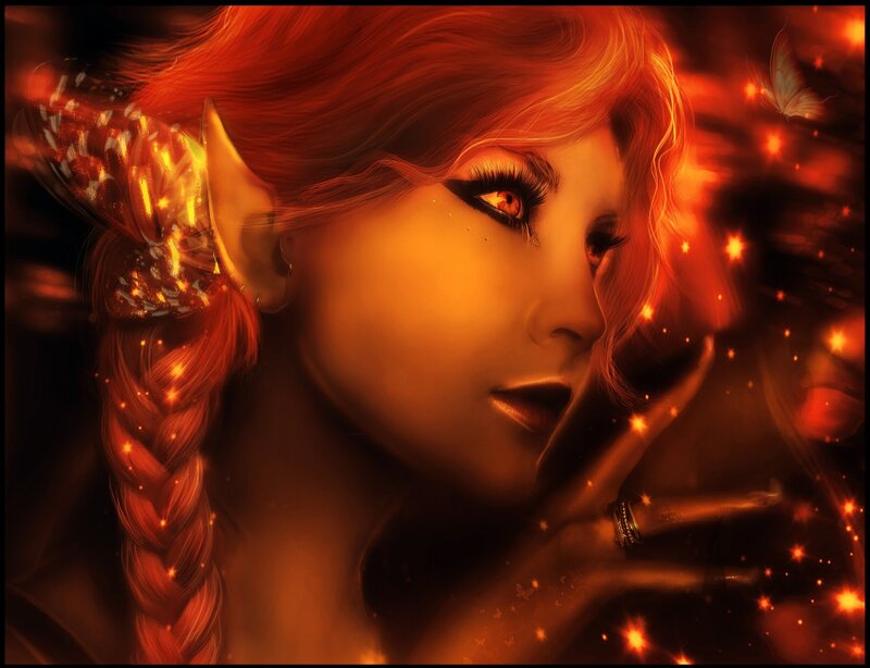 Red-haired Elf Woman — Orange, Dramatic