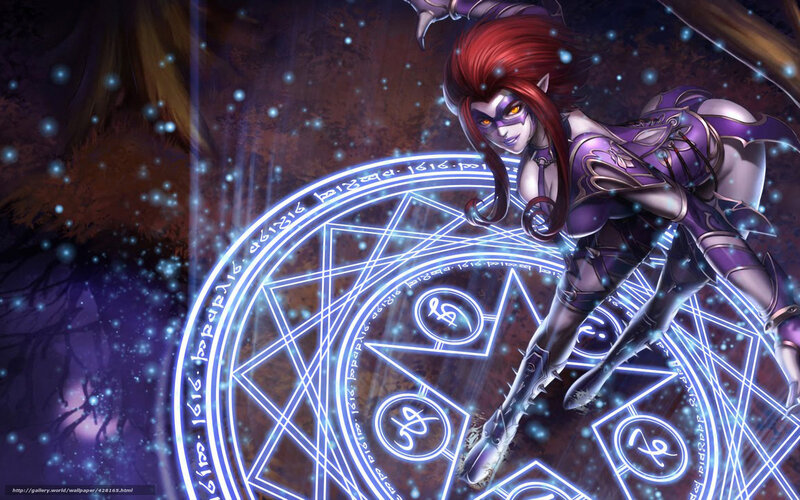 Red-haired Elf Woman — Purple, Dramatic, Night, Digital Art