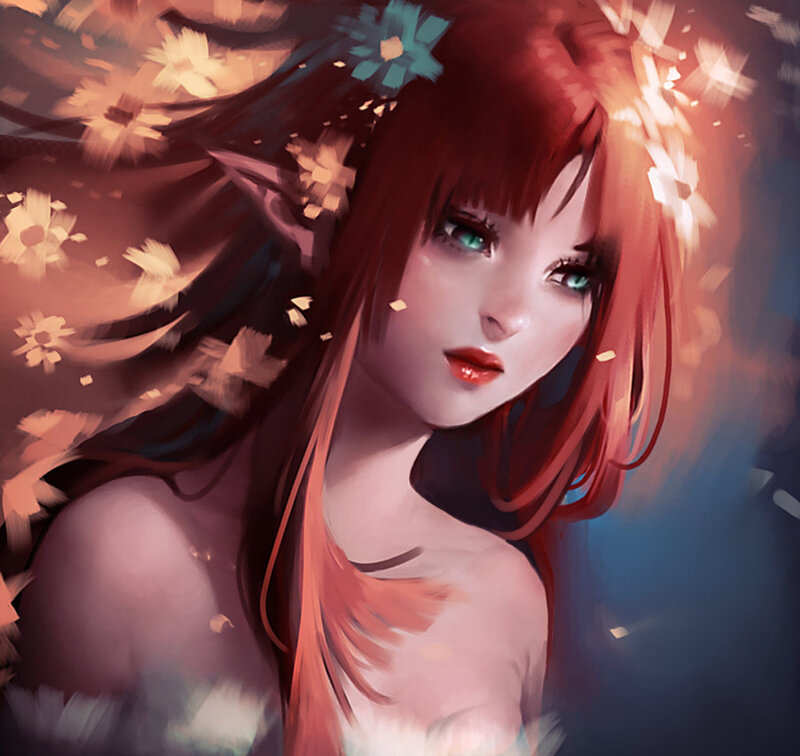Red-haired Elf Woman — Red, Dreamy