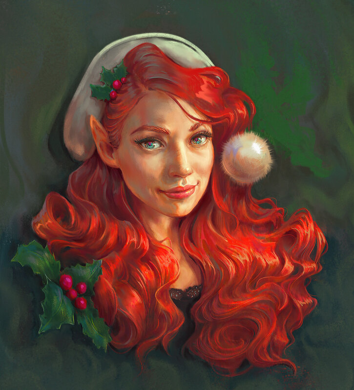 Red-haired Elf Woman — Red, Festive