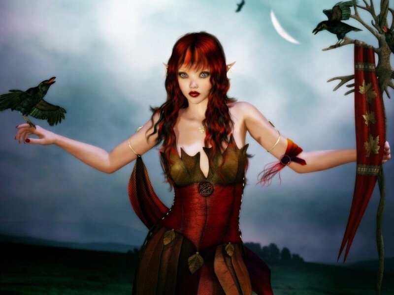 Red-haired Elf Woman — Red