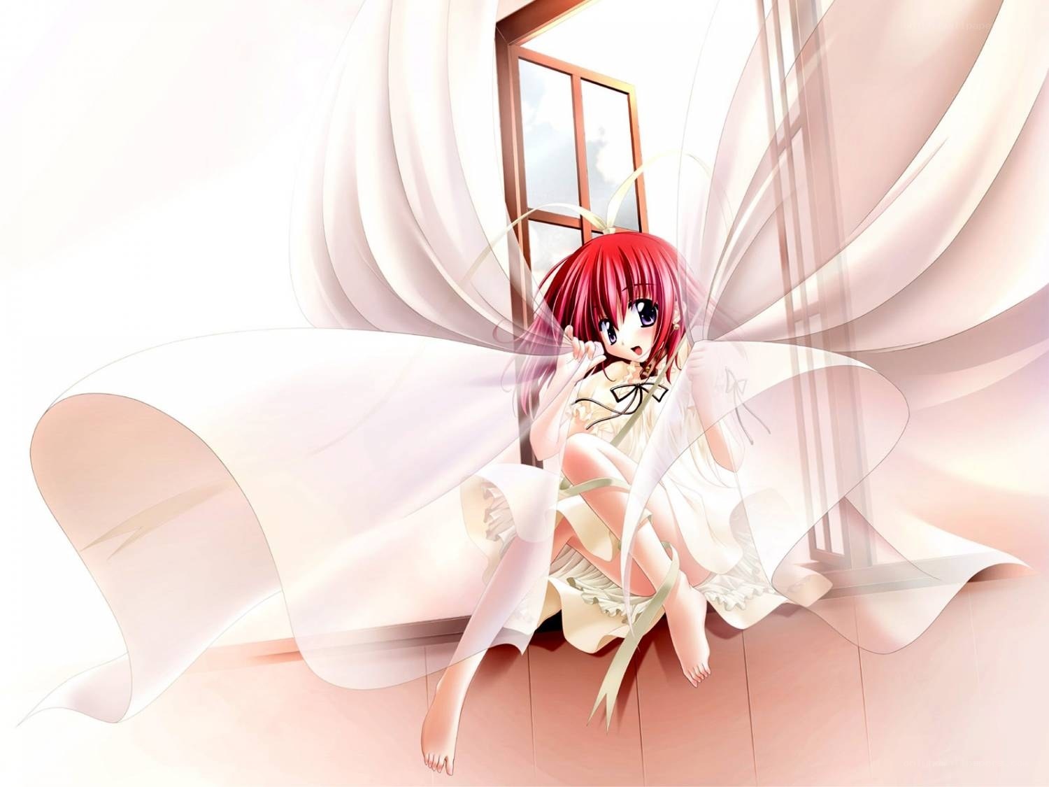 red-haired fairy by window
