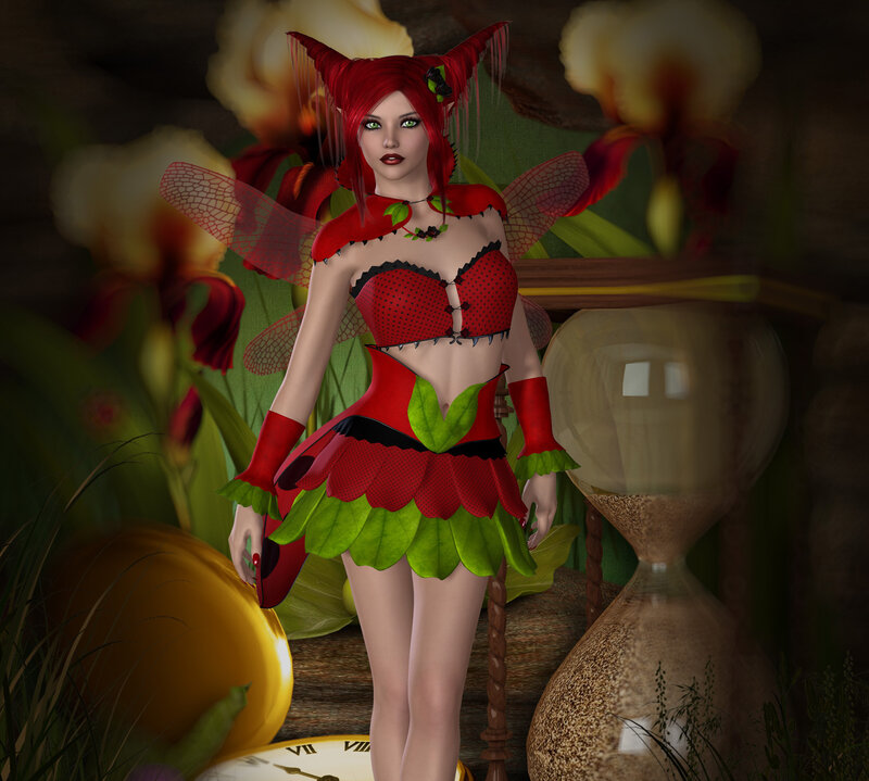 Red-haired Fairy Character — Red, Fantastical