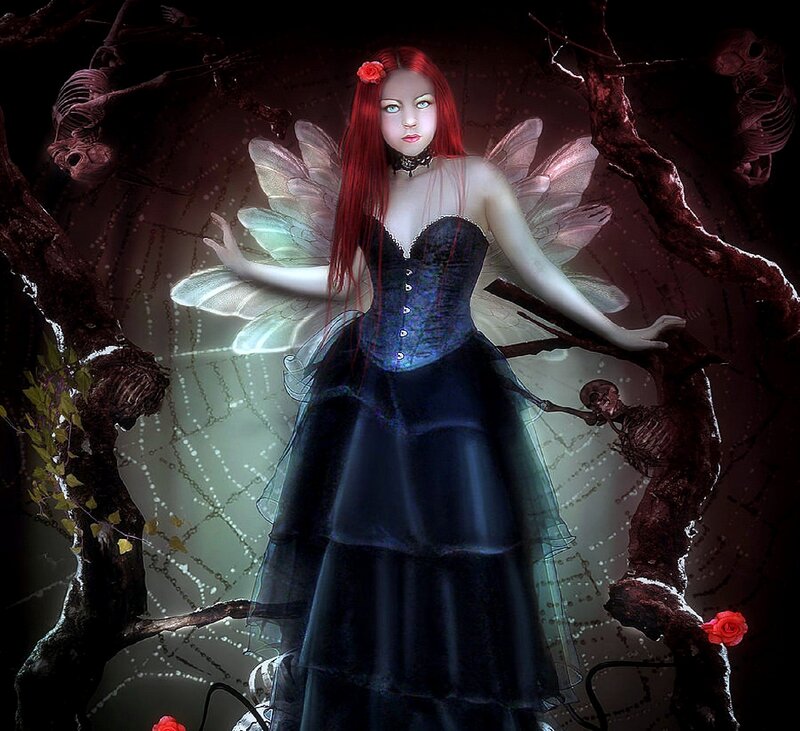 Red-haired Fairy in Dark Dress
