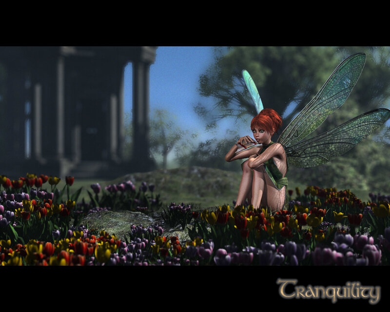 Red-haired Fairy in Flowers