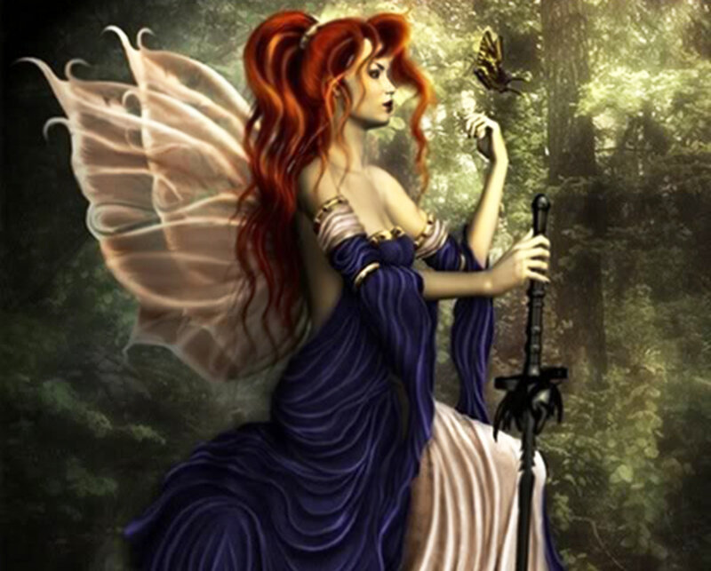 Red-haired Fairy in Forest — Blue