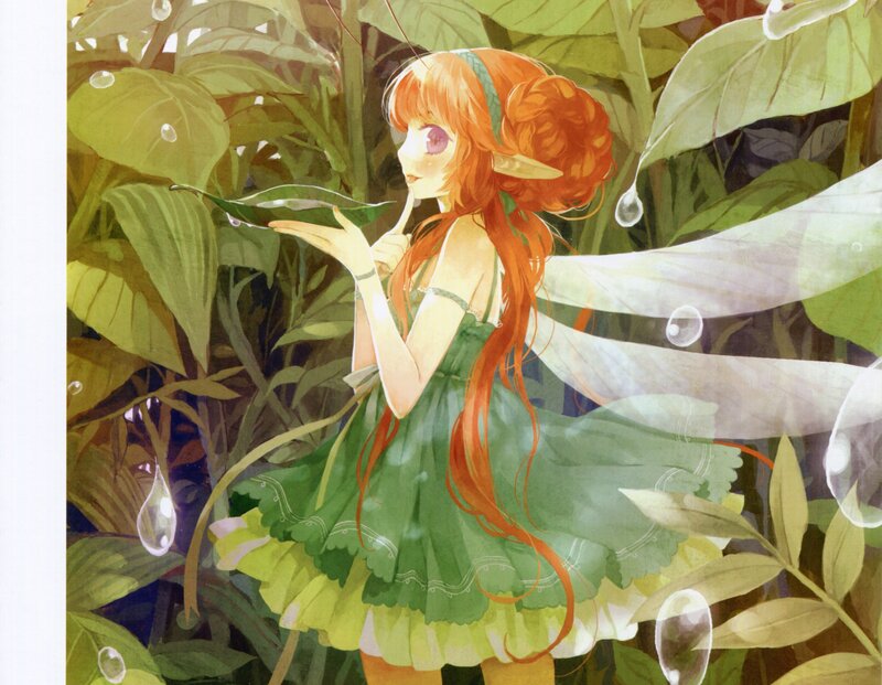 Red-haired Fairy in Forest — Green, Serene, Afternoon, Digital Art
