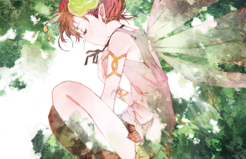 Red-haired Fairy in Forest — Green, Serene, Afternoon, Digital Art, Wings