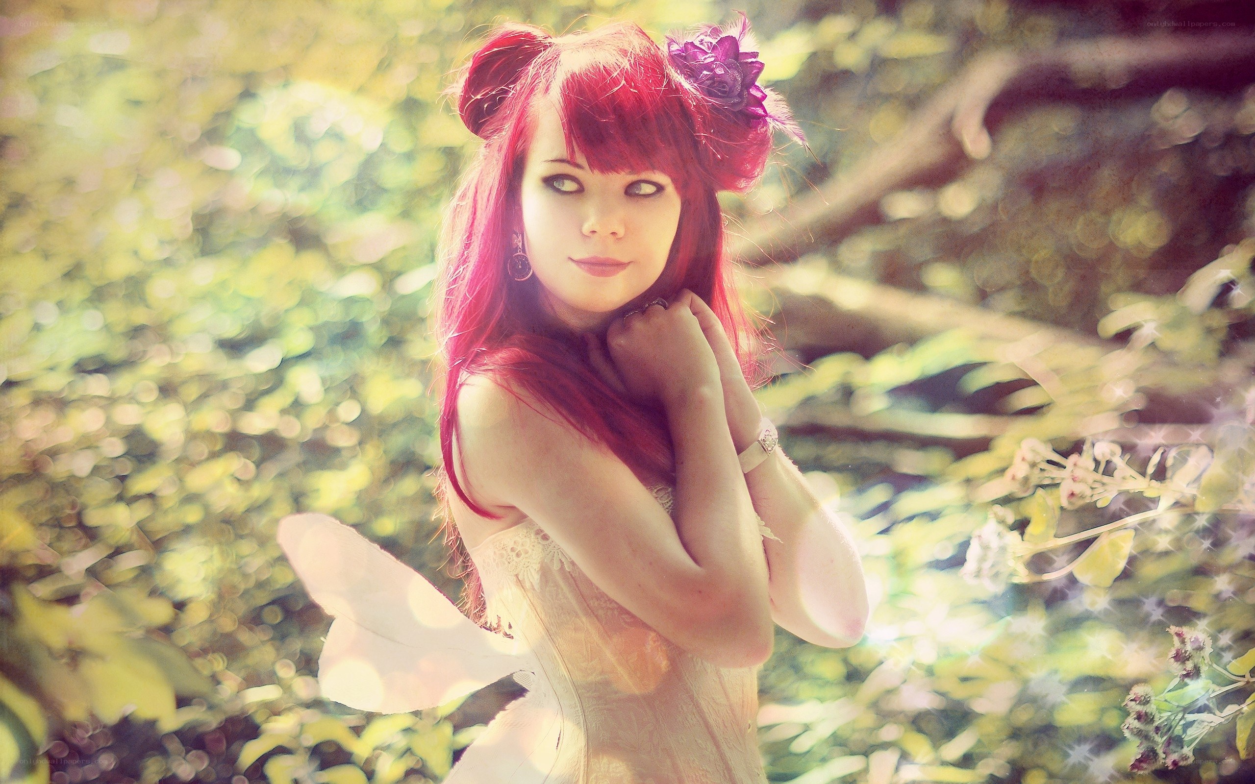 red-haired fairy in forest