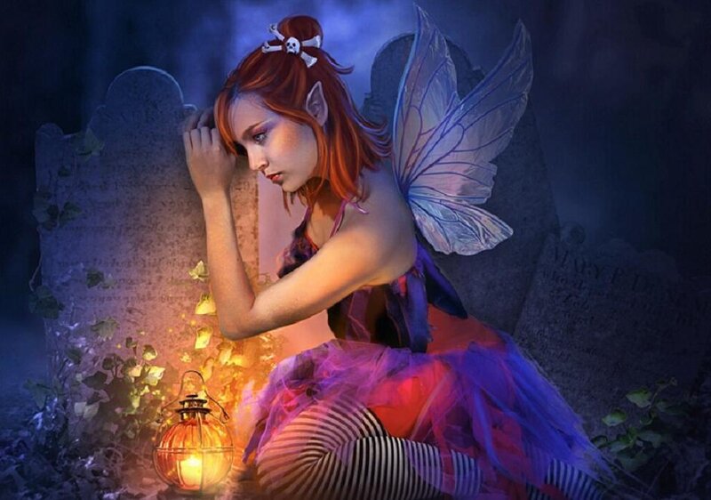 Red-haired Fairy in Graveyard