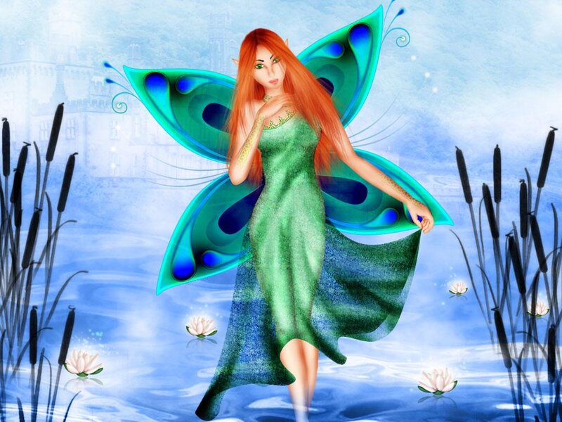 Red-haired Fairy in Water