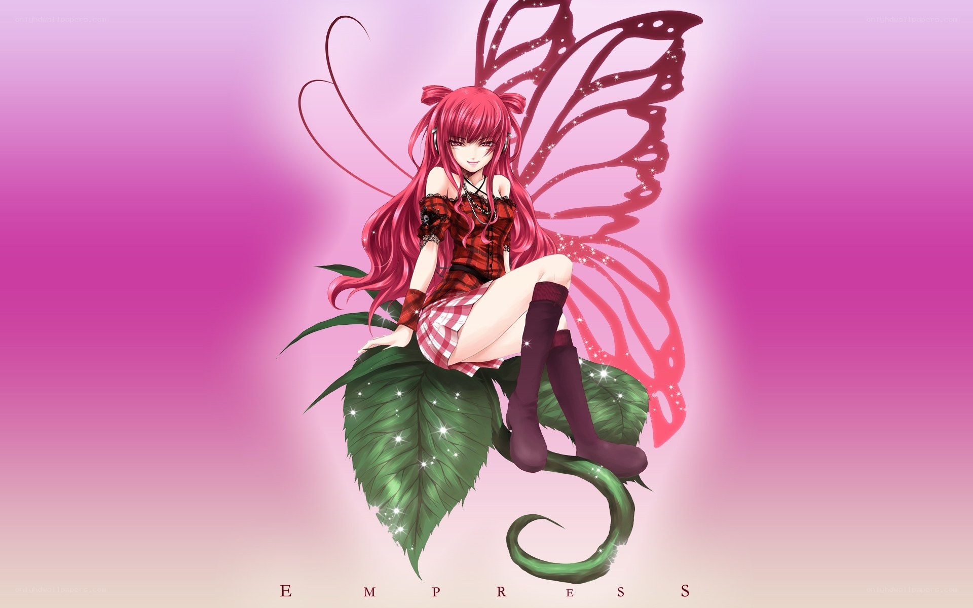 red-haired fairy on leaf