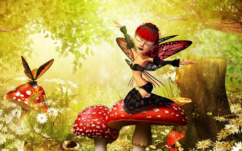 Red-haired Fairy on Mushroom