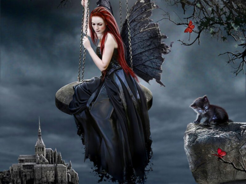 Red-haired Fairy on Swing