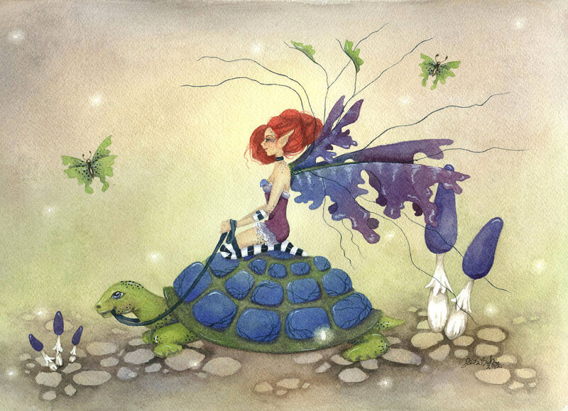 Red-haired Fairy on Turtle
