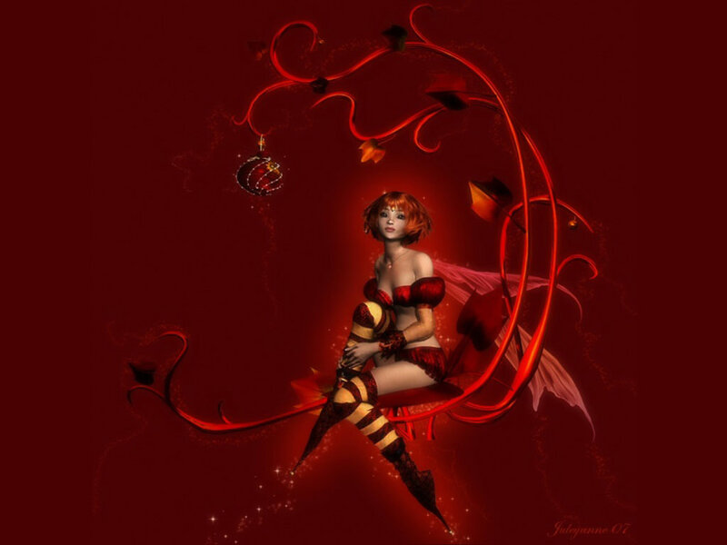 Red-haired Fairy Sitting — Red