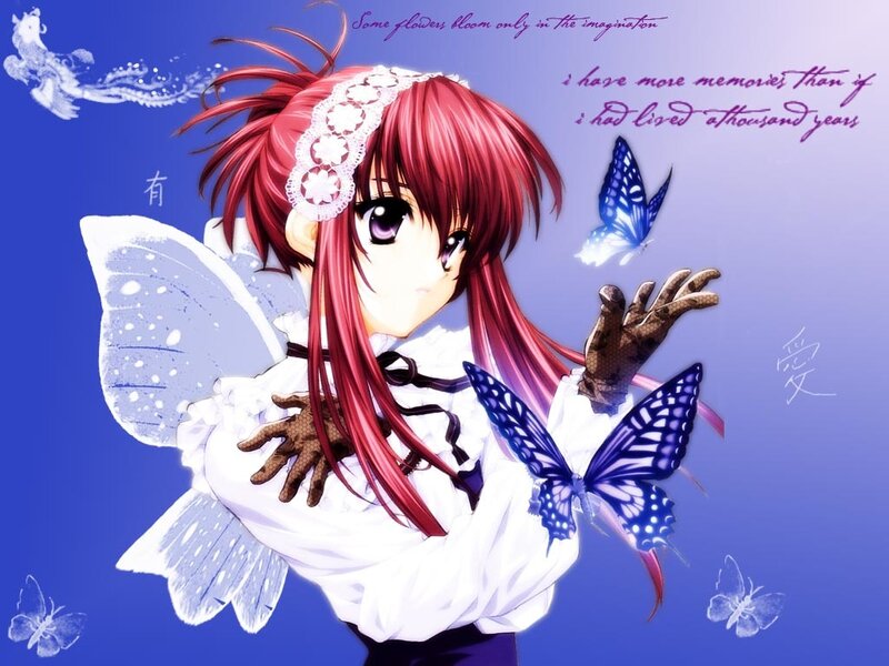 red-haired fairy with butterflies