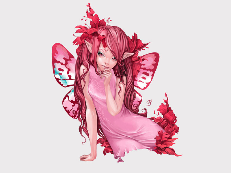 red-haired fairy with butterfly wings
