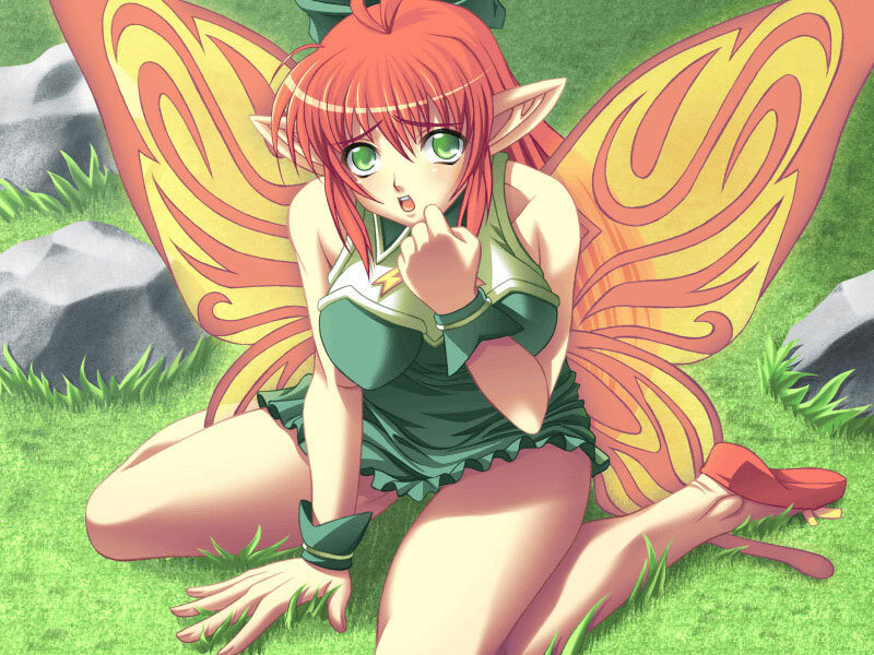 red-haired fairy with butterfly wings