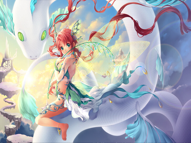 Red-haired Fairy with Dragon