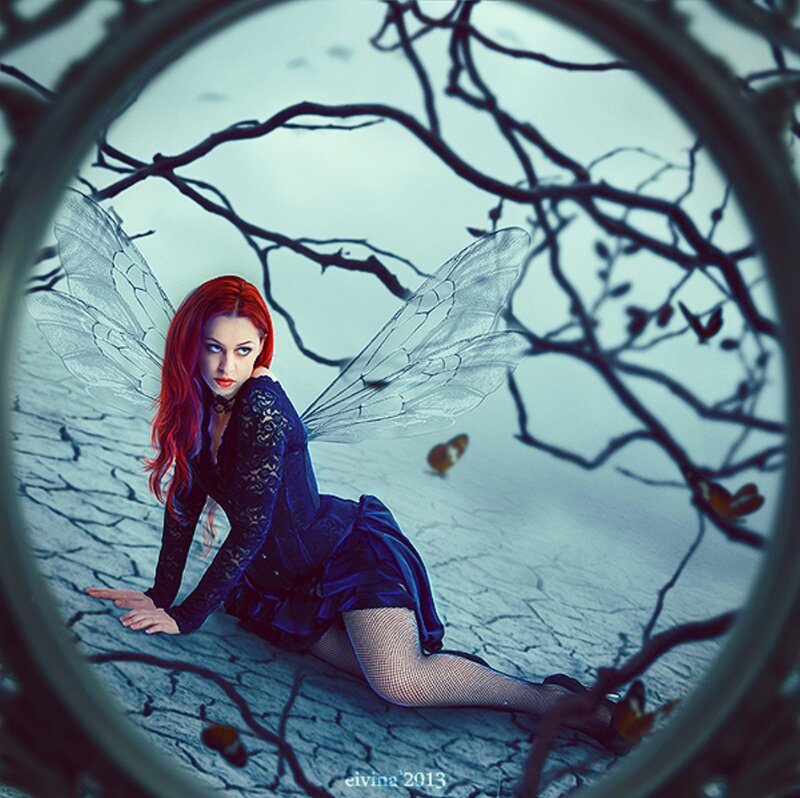 Red-haired Fairy with Wings — Blue, Dramatic