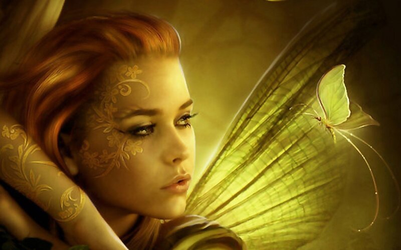 Red-haired Fairy with Wings — Gold