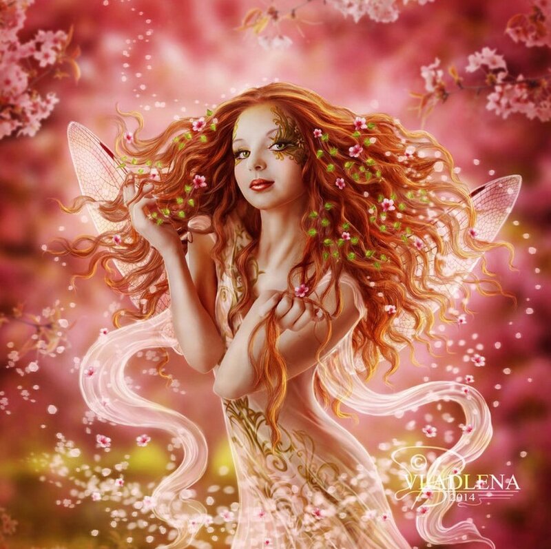 Red-haired Fairy with Wings — Pink, Serene