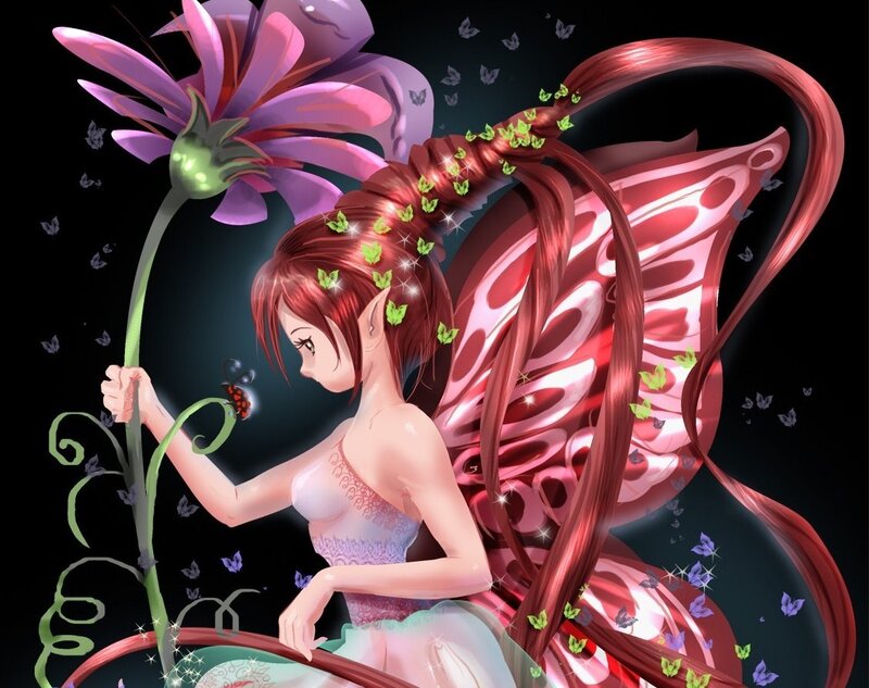 Red-haired Fairy with Wings — Pink